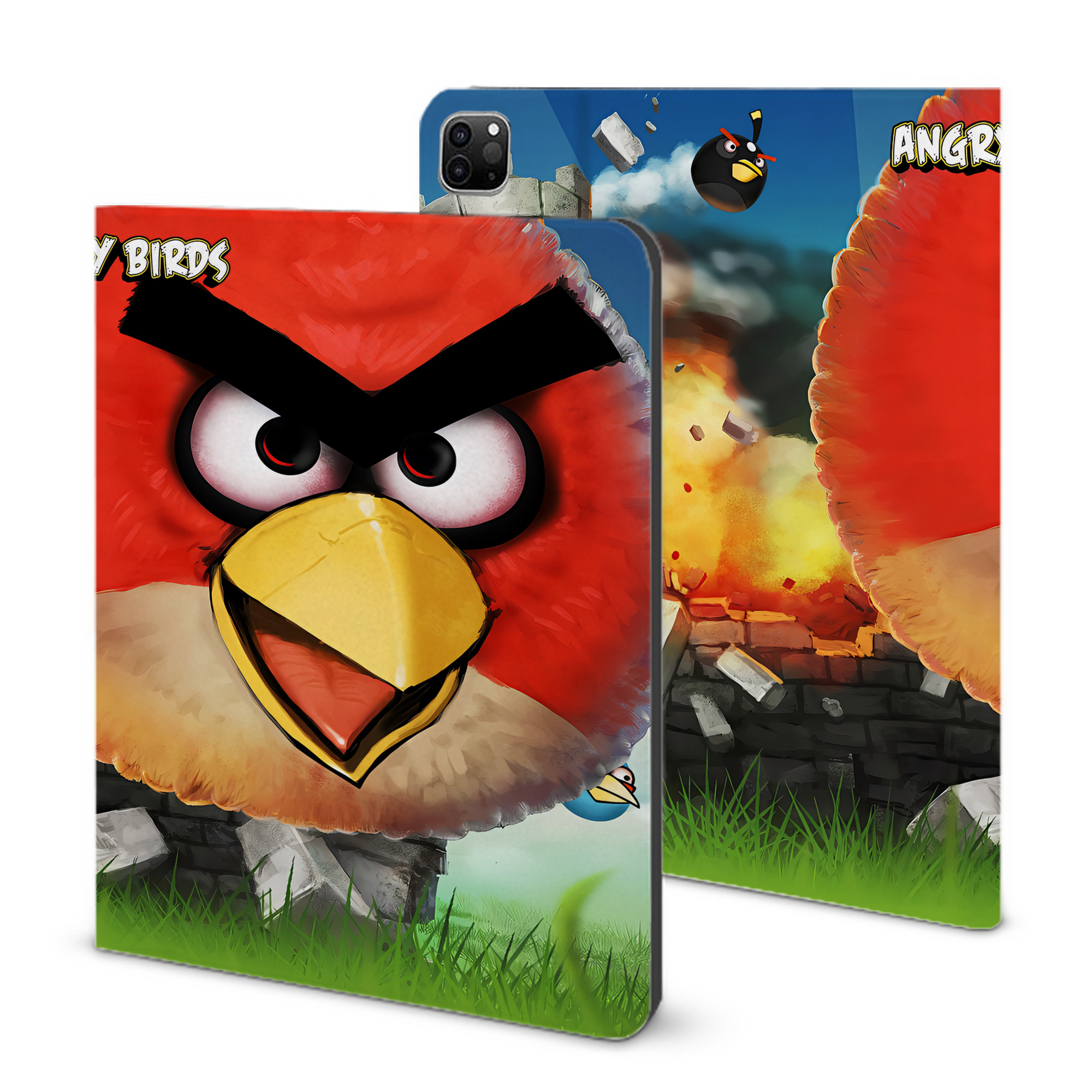 （画像用） Angry Birds アングリーバード IPad ケース ブック型 PUレザー TPU 耐衝撃 軽量 薄型 ペン収納なし 全面保護 IPad 各モデル対応